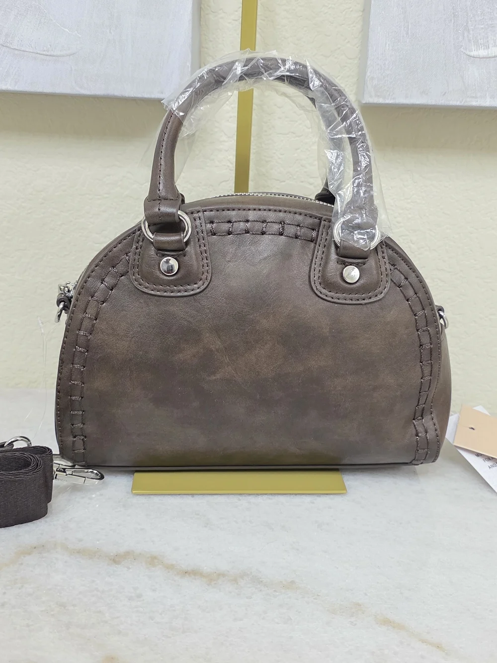 JustFab Brown Dome Satchel Handbag Top Handle Bag NWT